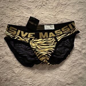 Andrew Christian Gold Tiger Striped Briefs Size Large